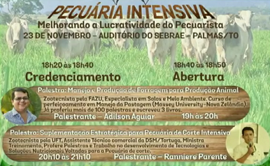 Pecuaristas de Palmas-TO receberão palestra sobre manejo e produção de forragem nesta 5ª, dia 23