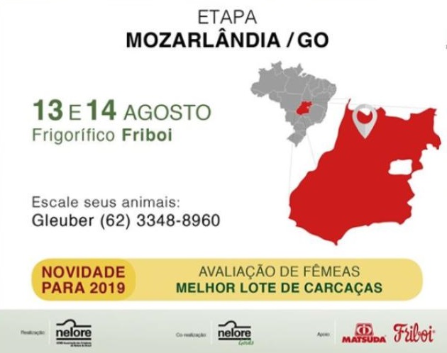 Mozarlândia recebe etapa do Circuito Nelore 2019 na próxima semana