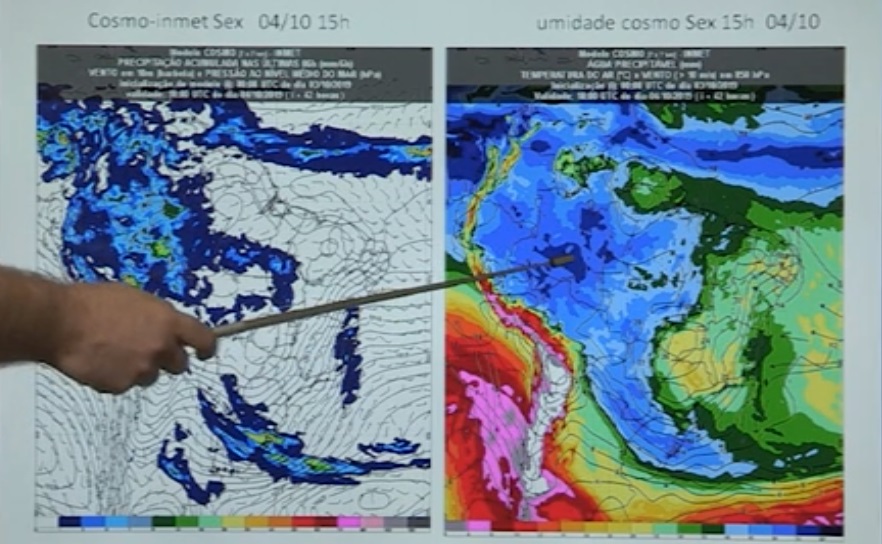 Mudança de padrão em mapas de umidade indica transição para estação das chuvas