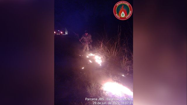 Combate a princípio de incêndio próximo a rodovia. Foto: Divulgação